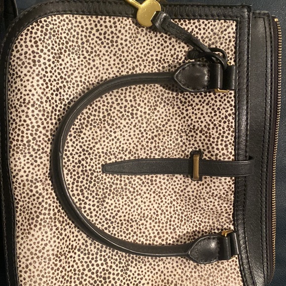 Lk New Fossil Ryder Satchel Animal Print Calf Hair - Picture 6 of 7